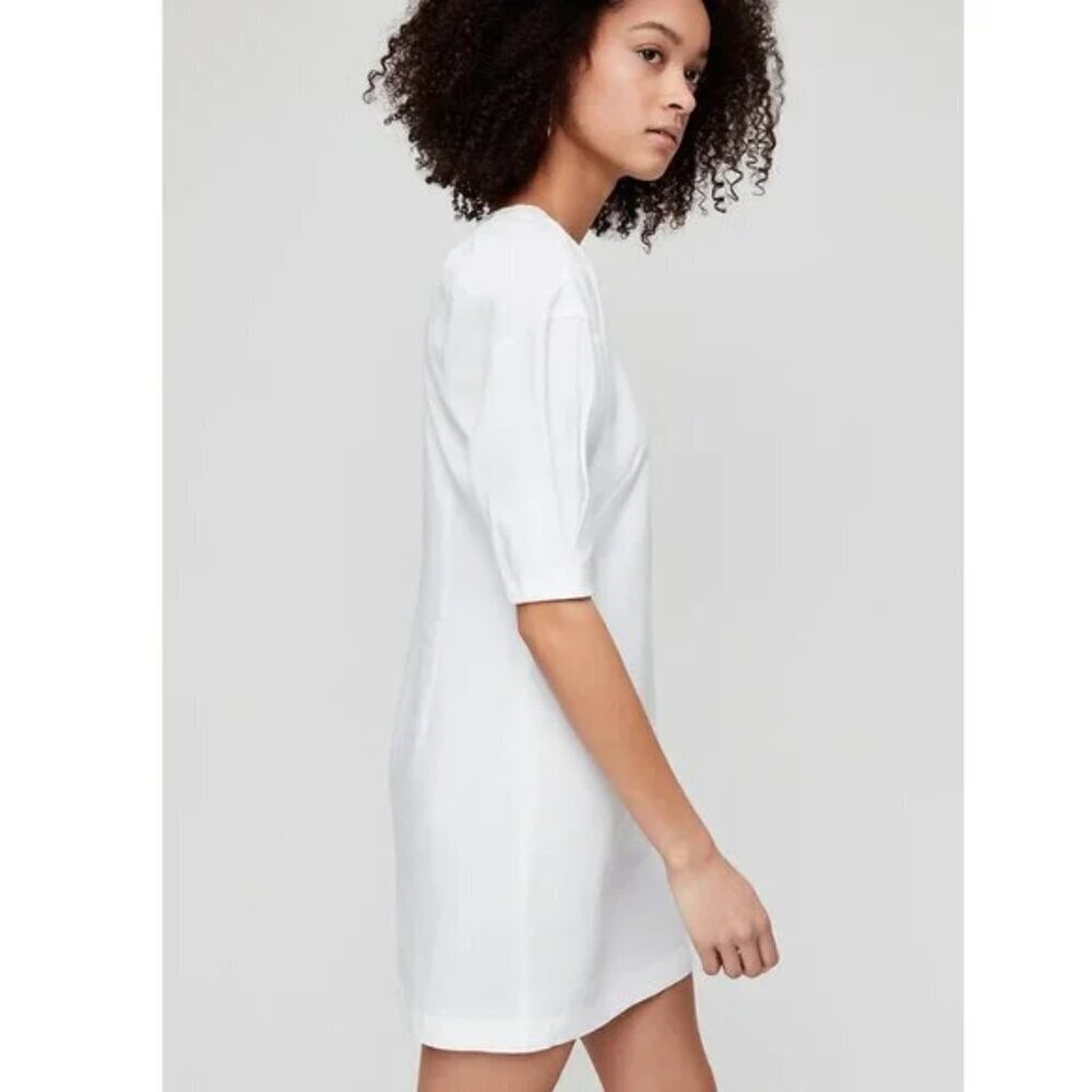 Aritzia Babaton Teilo Puff-Sleeve Linen Blend Stretch Shift Dress Lilac Size 0 - Picture 3 of 8